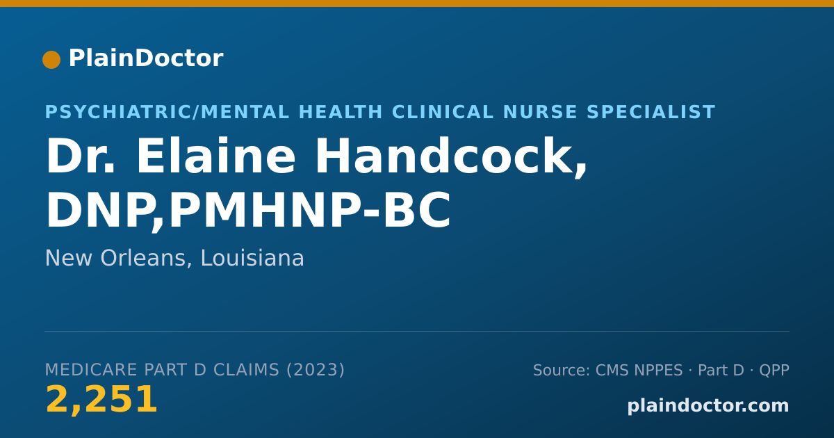 Shareable card for Elaine Handcock, DNP,PMHNP-BC - Psychiatric/Mental Health Clinical Nurse Specialist, New Orleans, LA