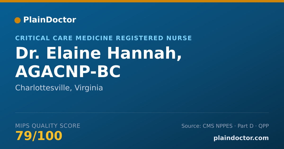 Shareable card for Elaine Hannah, AGACNP-BC - Critical Care Medicine Registered Nurse, Charlottesville, VA