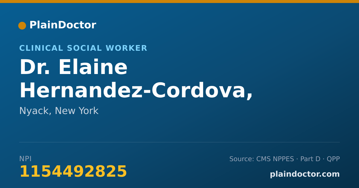 Shareable card for Elaine Hernandez-Cordova, LCSW - Clinical Social Worker, Nyack, NY