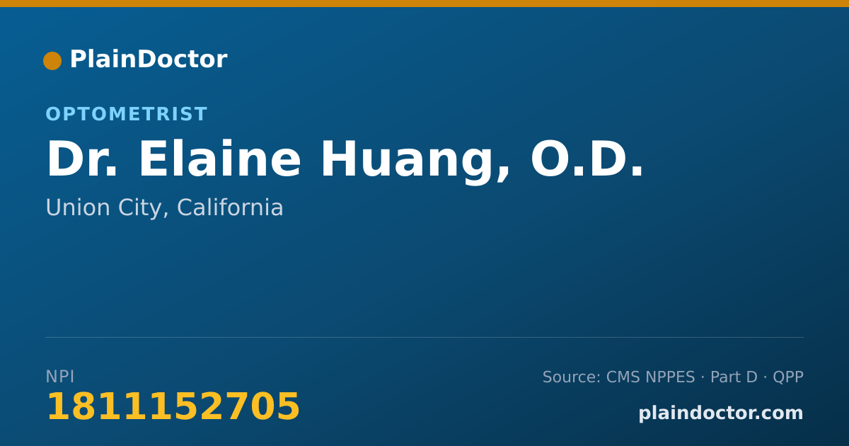 Shareable card for Elaine Huang, O.D. - Optometrist, Union City, CA