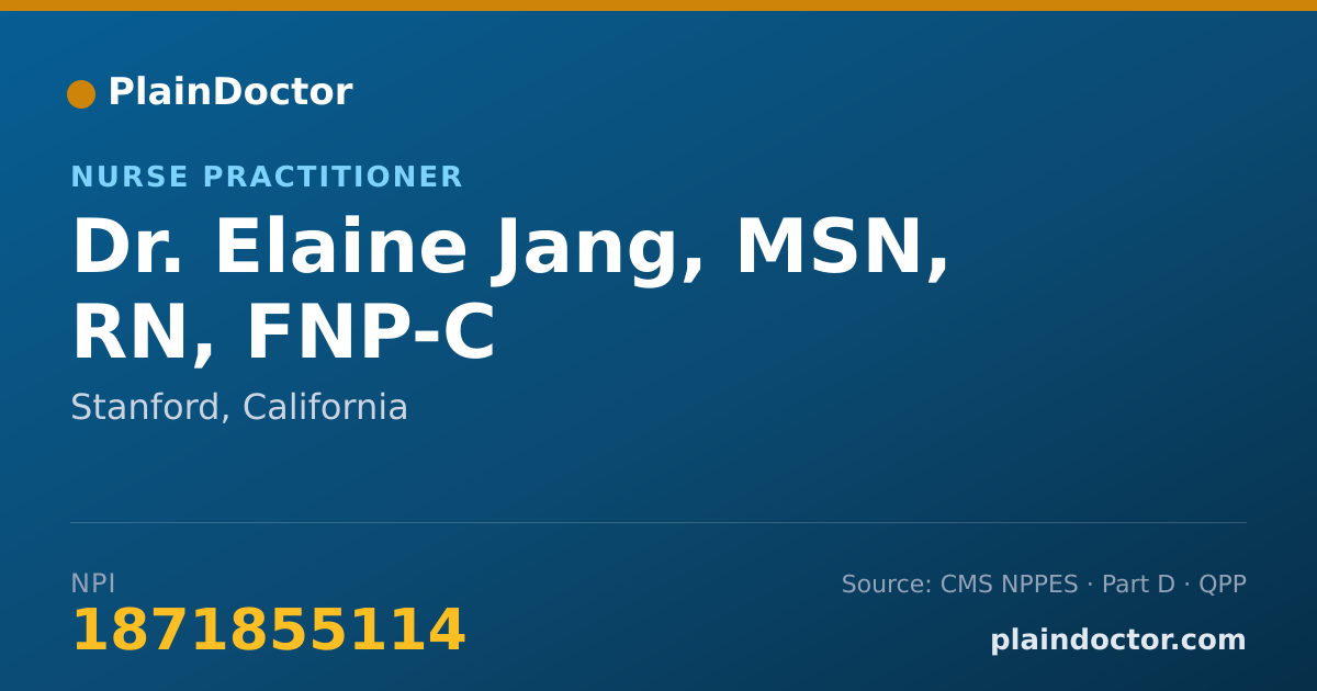 Shareable card for Elaine Jang, MSN, RN, FNP-C - Nurse Practitioner, Stanford, CA