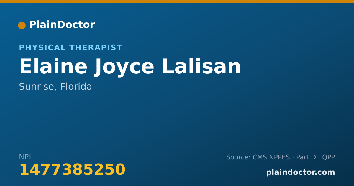 Shareable card for Elaine Joyce Lalisan - Physical Therapist, Sunrise, FL