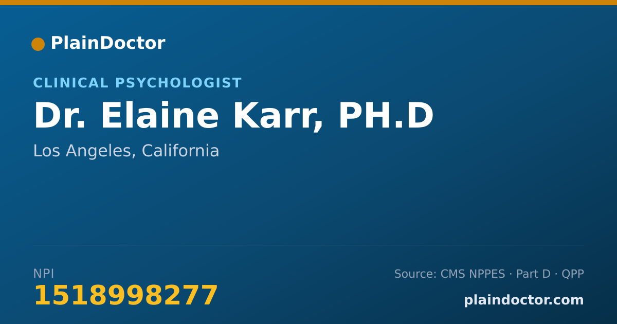 Shareable card for Elaine Karr, PH.D - Clinical Psychologist, Los Angeles, CA