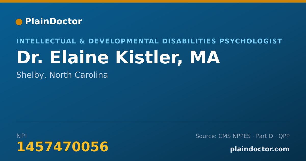 Shareable card for Elaine Kistler, MA - Intellectual & Developmental Disabilities Psychologist, Shelby, NC