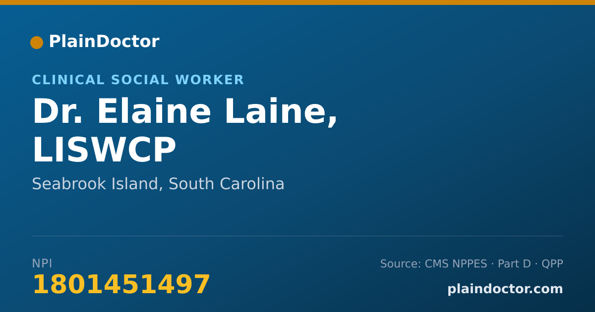 Shareable card for Elaine Laine, LISWCP - Clinical Social Worker, Seabrook Island, SC