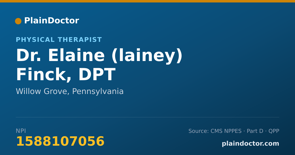Shareable card for Elaine (lainey) Finck, DPT - Physical Therapist, Willow Grove, PA