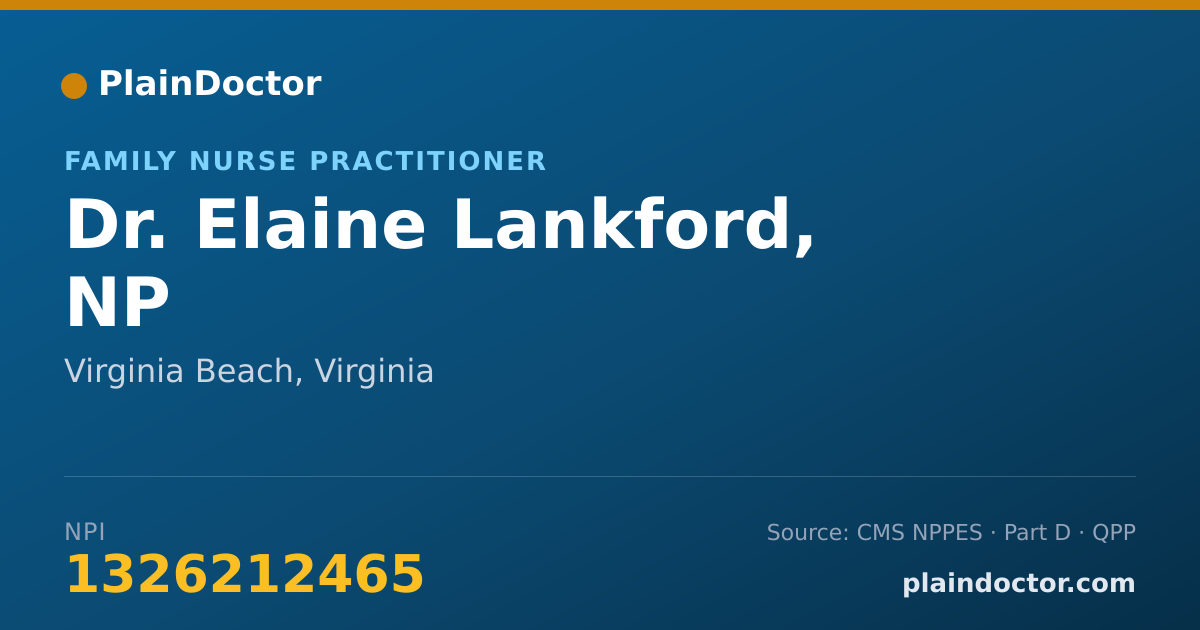 Shareable card for Elaine Lankford, NP - Family Nurse Practitioner, Virginia Beach, VA