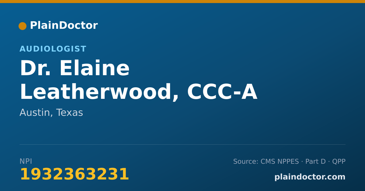 Shareable card for Elaine Leatherwood, CCC-A - Audiologist, Austin, TX