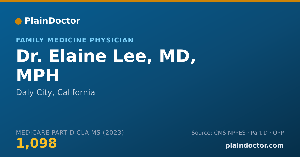 Shareable card for Elaine Lee, MD, MPH - Family Medicine Physician, Daly City, CA