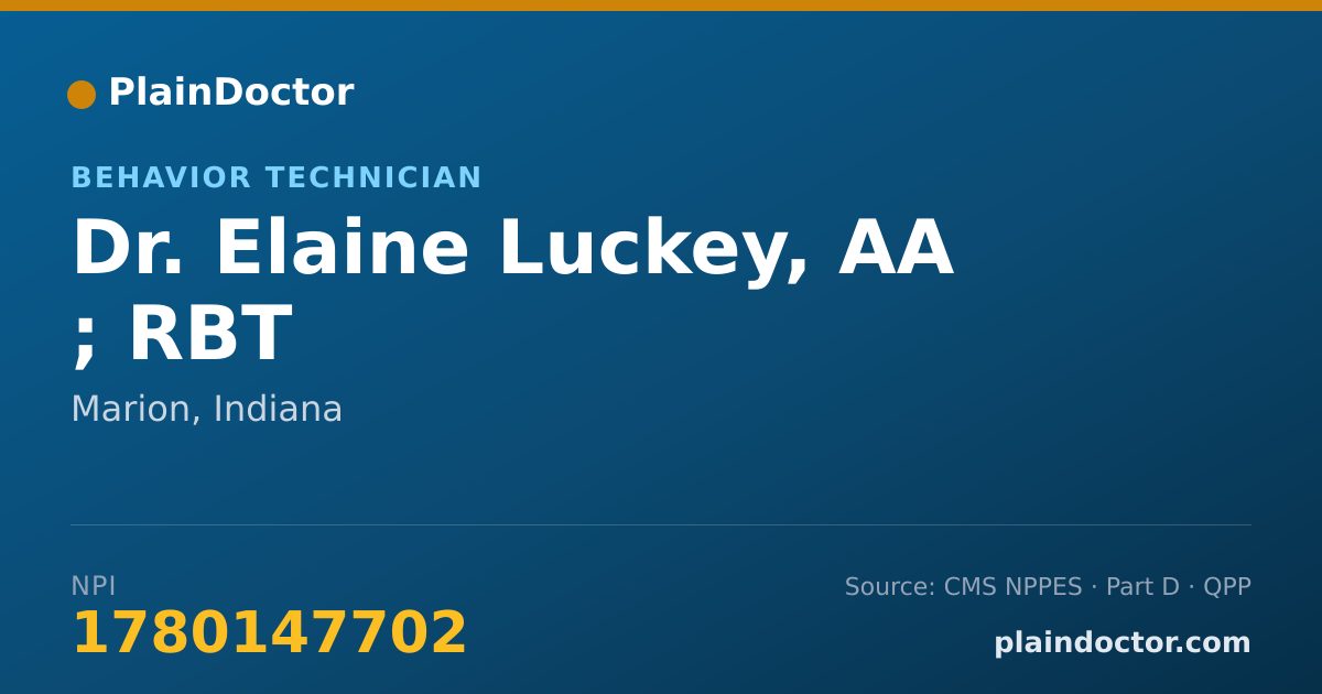 Shareable card for Elaine Luckey, AA ; RBT - Behavior Technician, Marion, IN