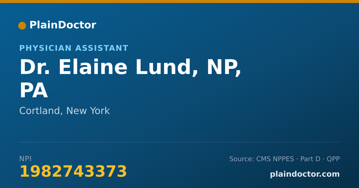 Shareable card for Elaine Lund, NP, PA - Physician Assistant, Cortland, NY