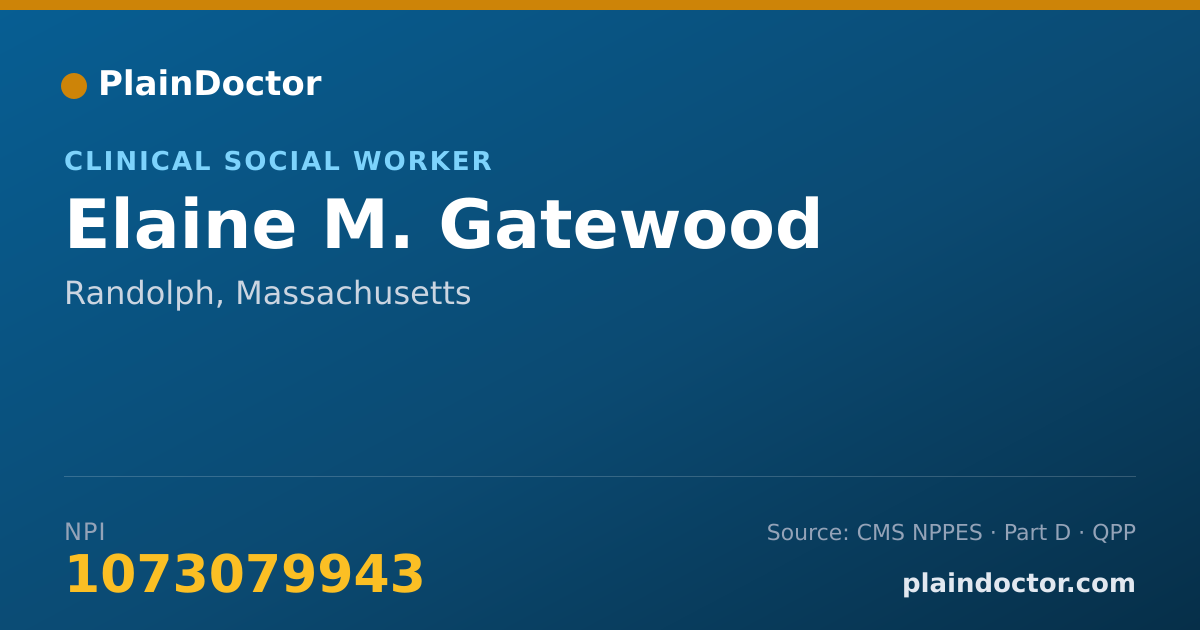 Shareable card for Elaine M. Gatewood - Clinical Social Worker, Randolph, MA