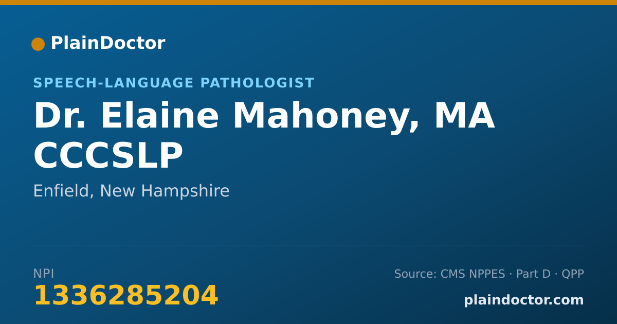 Shareable card for Elaine Mahoney, MA CCCSLP - Speech-Language Pathologist, Enfield, NH