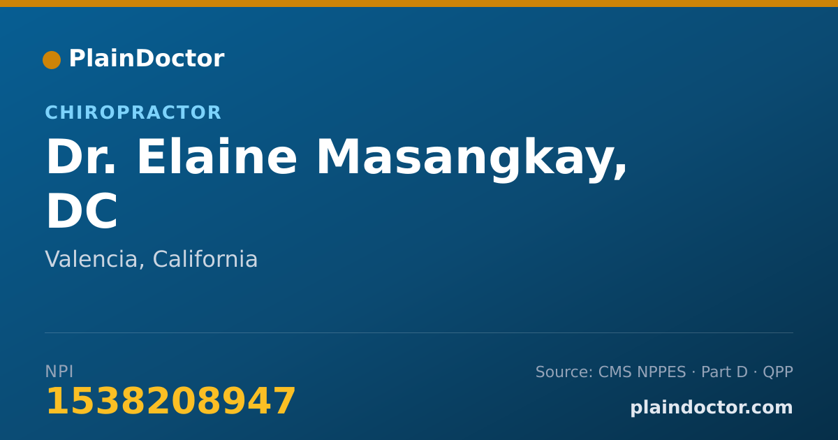 Shareable card for Elaine Masangkay, DC - Chiropractor, Valencia, CA