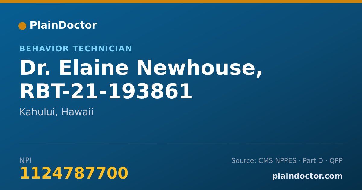 Shareable card for Elaine Newhouse, RBT-21-193861 - Behavior Technician, Kahului, HI