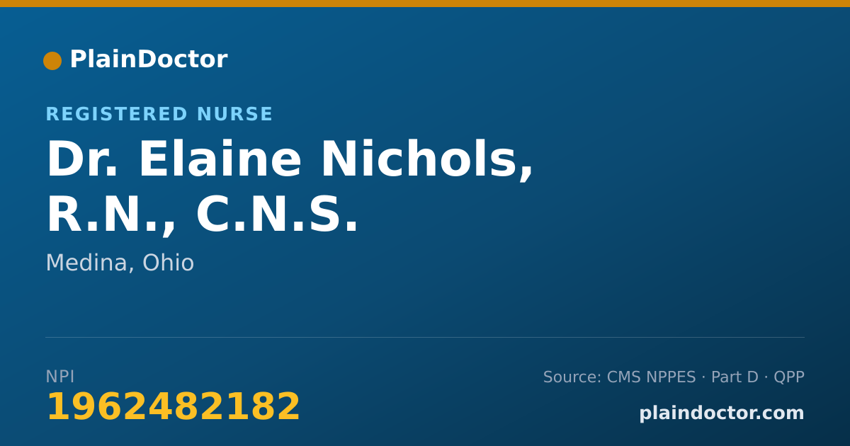 Shareable card for Elaine Nichols, R.N., C.N.S. - Registered Nurse, Medina, OH