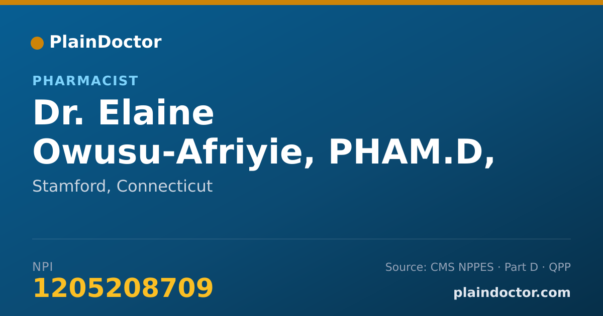 Shareable card for Elaine Owusu-Afriyie, PHAM.D, RPH - Pharmacist, Stamford, CT