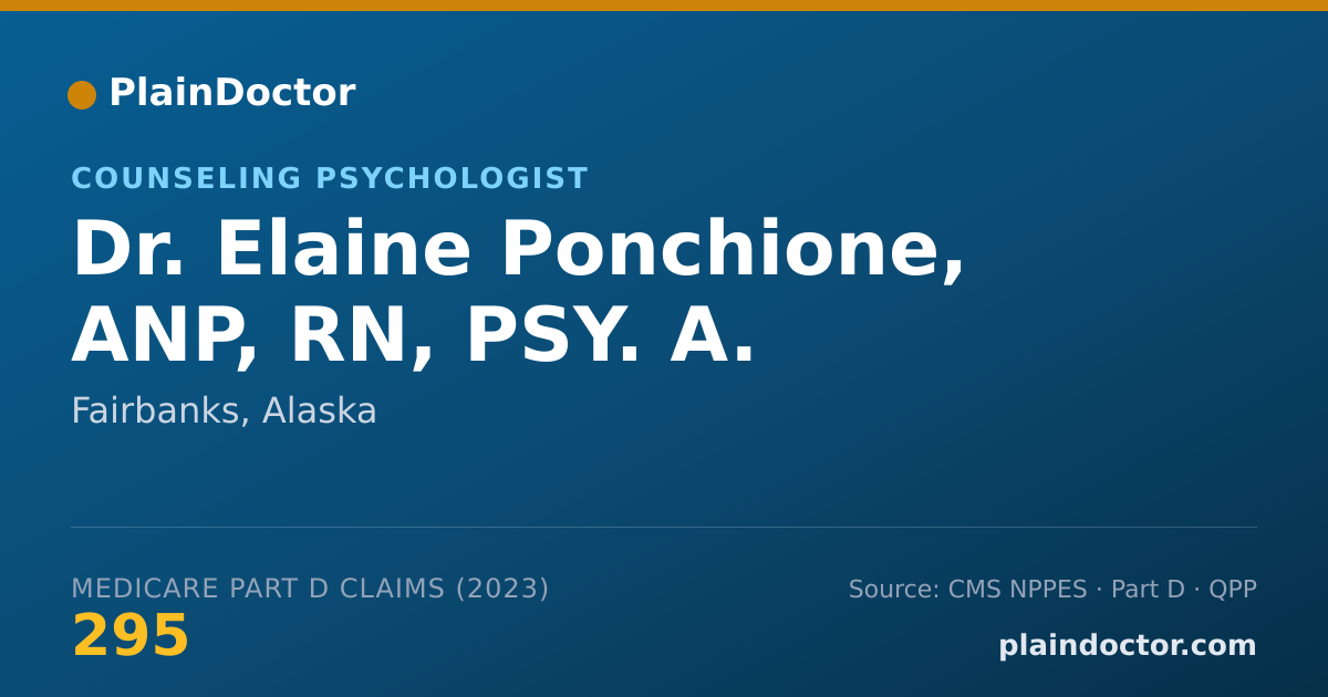 Shareable card for Elaine Ponchione, ANP, RN, PSY. A. - Counseling Psychologist, Fairbanks, AK