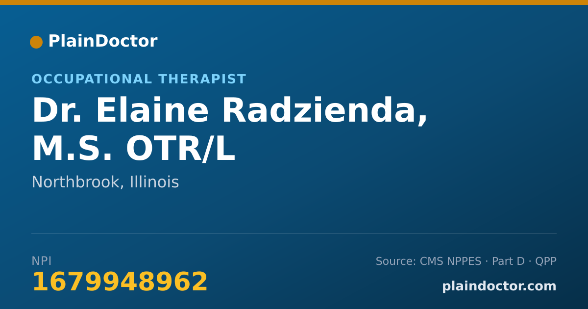 Shareable card for Elaine Radzienda, M.S. OTR/L - Occupational Therapist, Northbrook, IL