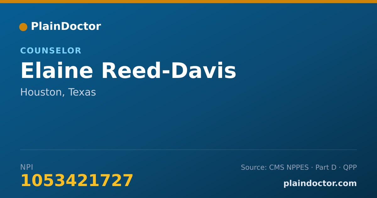 Shareable card for Elaine Reed-Davis - Counselor, Houston, TX