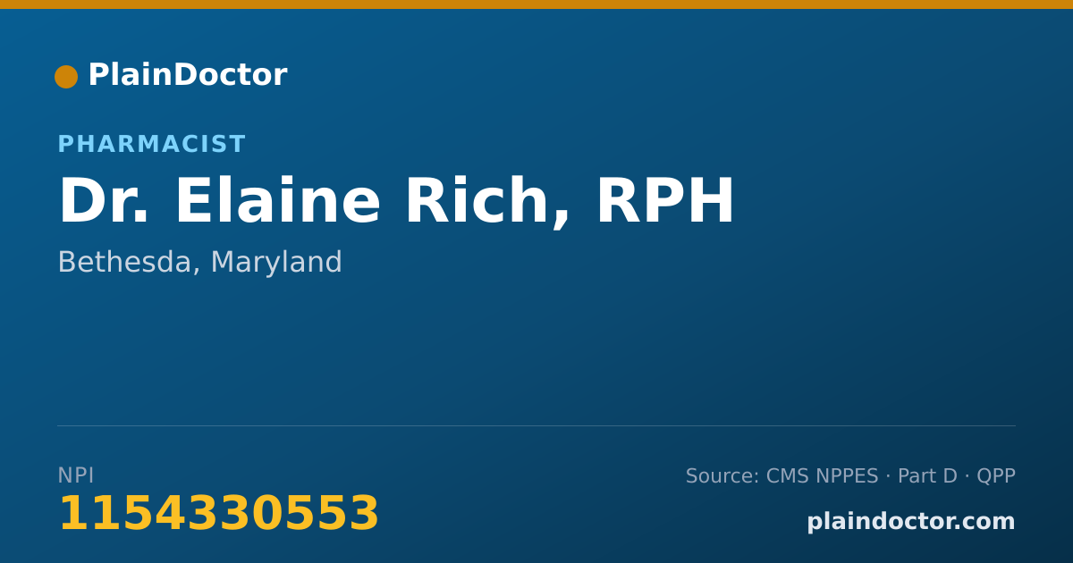 Shareable card for Elaine Rich, RPH - Pharmacist, Bethesda, MD