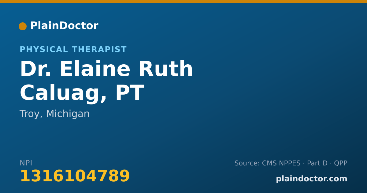 Shareable card for Elaine Ruth Caluag, PT - Physical Therapist, Troy, MI