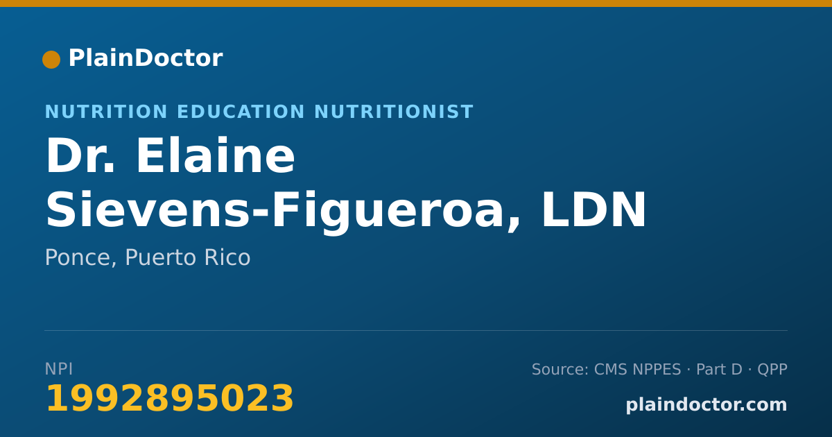 Shareable card for Elaine Sievens-Figueroa, LDN - Nutrition Education Nutritionist, Ponce, PR