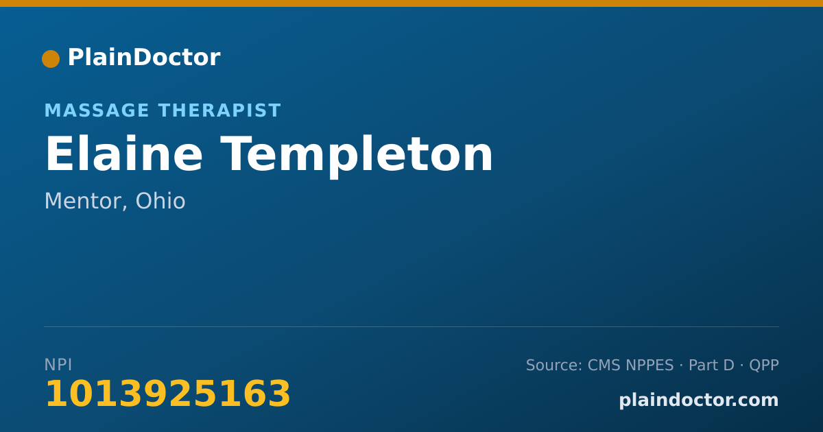 Shareable card for Elaine Templeton - Massage Therapist, Mentor, OH
