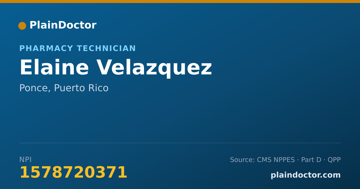 Shareable card for Elaine Velazquez - Pharmacy Technician, Ponce, PR