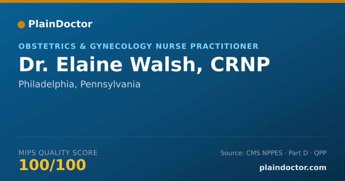 Shareable card for Elaine Walsh, CRNP - Obstetrics & Gynecology Nurse Practitioner, Philadelphia, PA