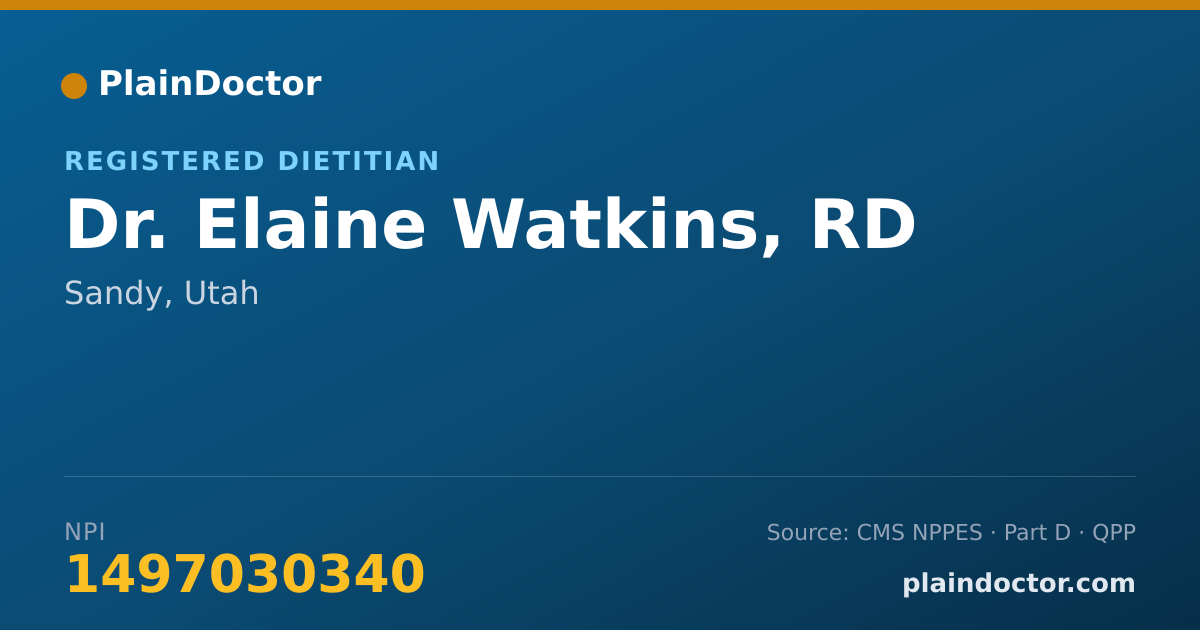 Shareable card for Elaine Watkins, RD - Registered Dietitian, Sandy, UT