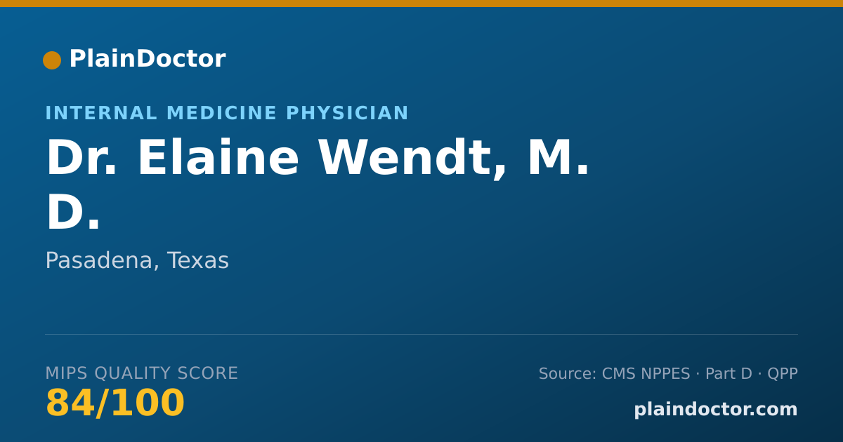 Shareable card for Elaine Wendt, M. D. - Internal Medicine Physician, Pasadena, TX