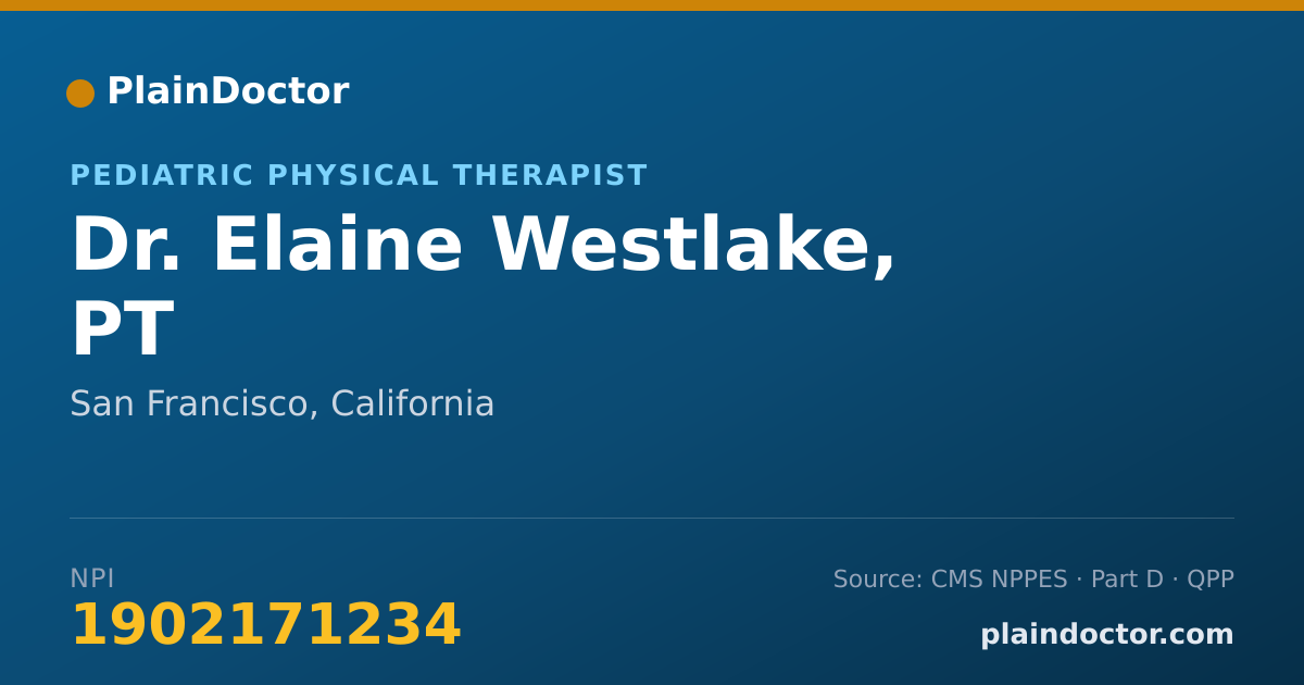 Shareable card for Elaine Westlake, PT - Pediatric Physical Therapist, San Francisco, CA