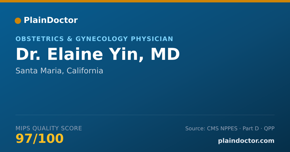 Shareable card for Elaine Yin, MD - Obstetrics & Gynecology Physician, Santa Maria, CA