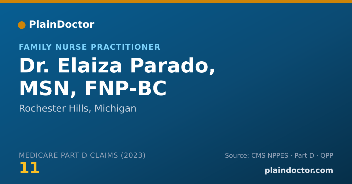 Shareable card for Elaiza Parado, MSN, FNP-BC - Family Nurse Practitioner, Rochester Hills, MI
