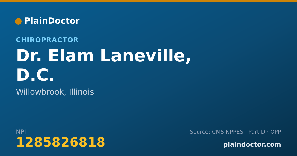 Shareable card for Elam Laneville, D.C. - Chiropractor, Willowbrook, IL