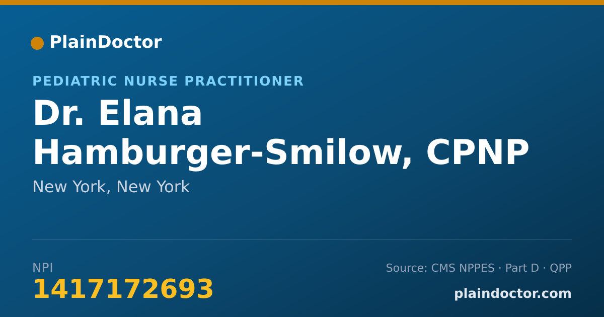 Shareable card for Elana Hamburger-Smilow, CPNP - Pediatric Nurse Practitioner, New York, NY