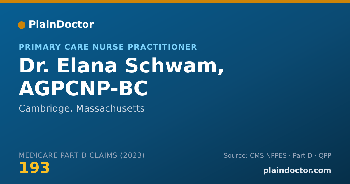 Shareable card for Elana Schwam, AGPCNP-BC - Primary Care Nurse Practitioner, Cambridge, MA