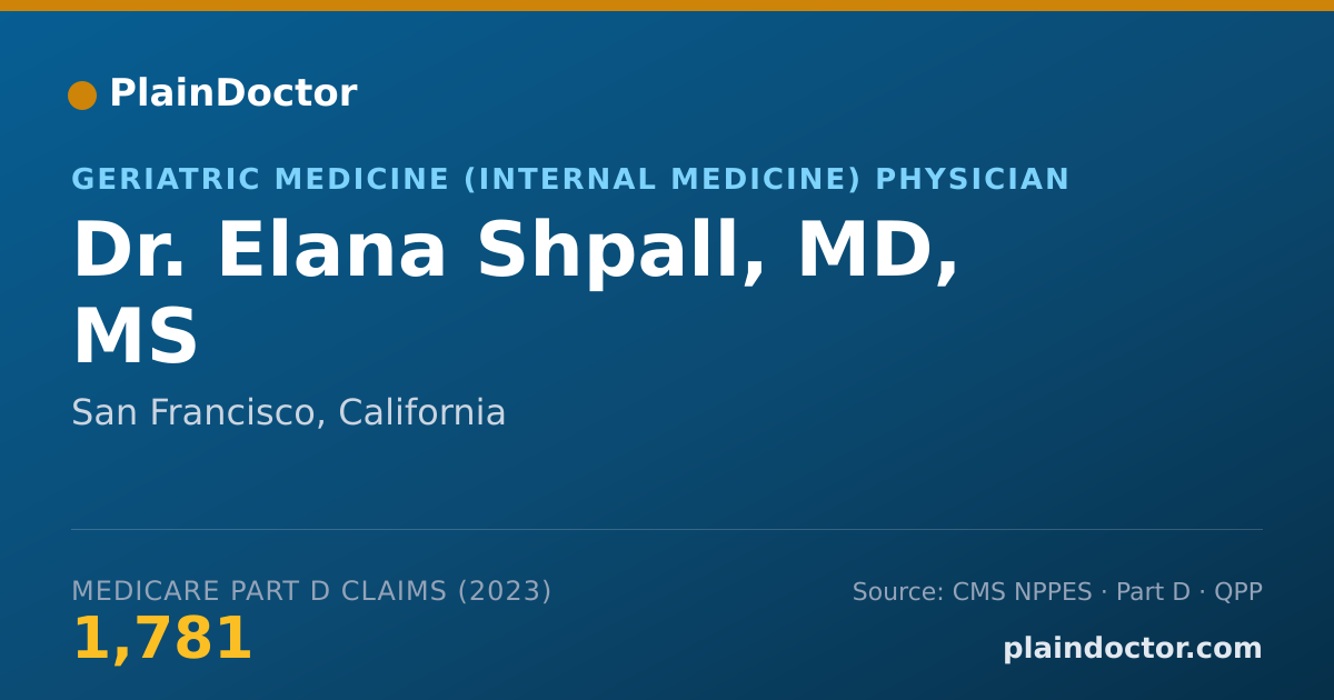 Shareable card for Elana Shpall, MD, MS - Geriatric Medicine (Internal Medicine) Physician, San Francisco, CA