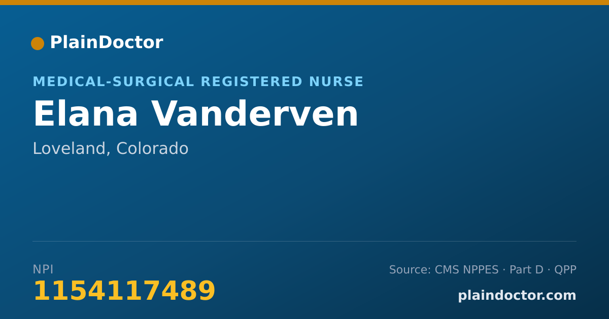Shareable card for Elana Vanderven - Medical-Surgical Registered Nurse, Loveland, CO