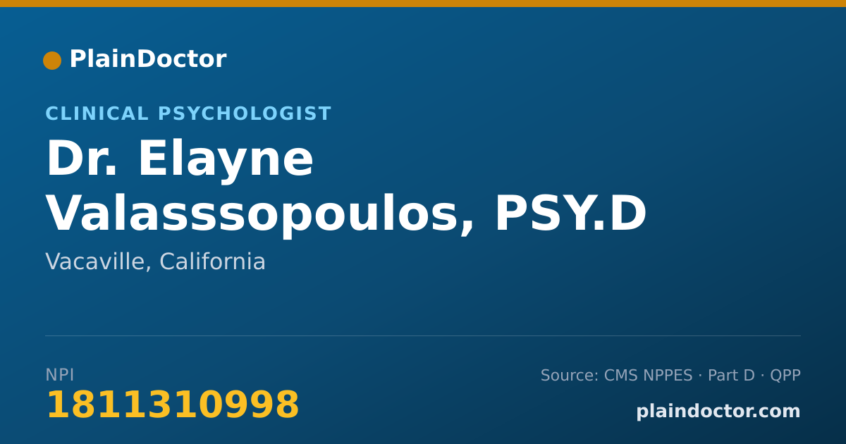Shareable card for Elayne Valasssopoulos, PSY.D - Clinical Psychologist, Vacaville, CA