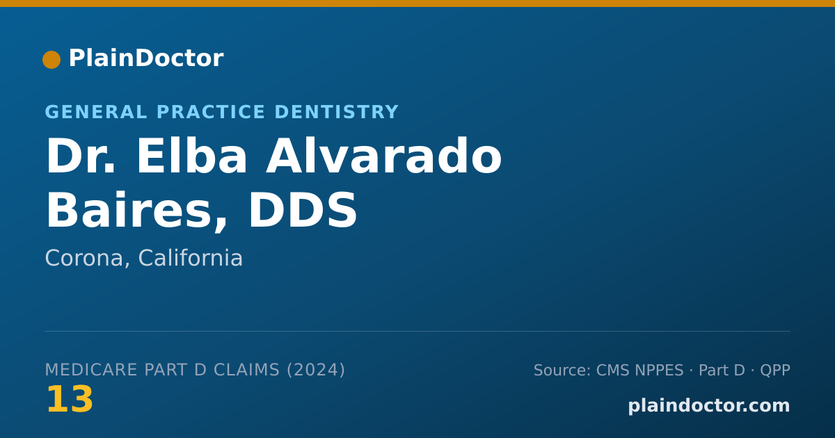 Shareable card for Elba Alvarado Baires, DDS - General Practice Dentistry, Corona, CA