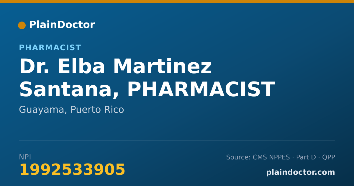 Shareable card for Elba Martinez Santana, PHARMACIST - Pharmacist, Guayama, PR