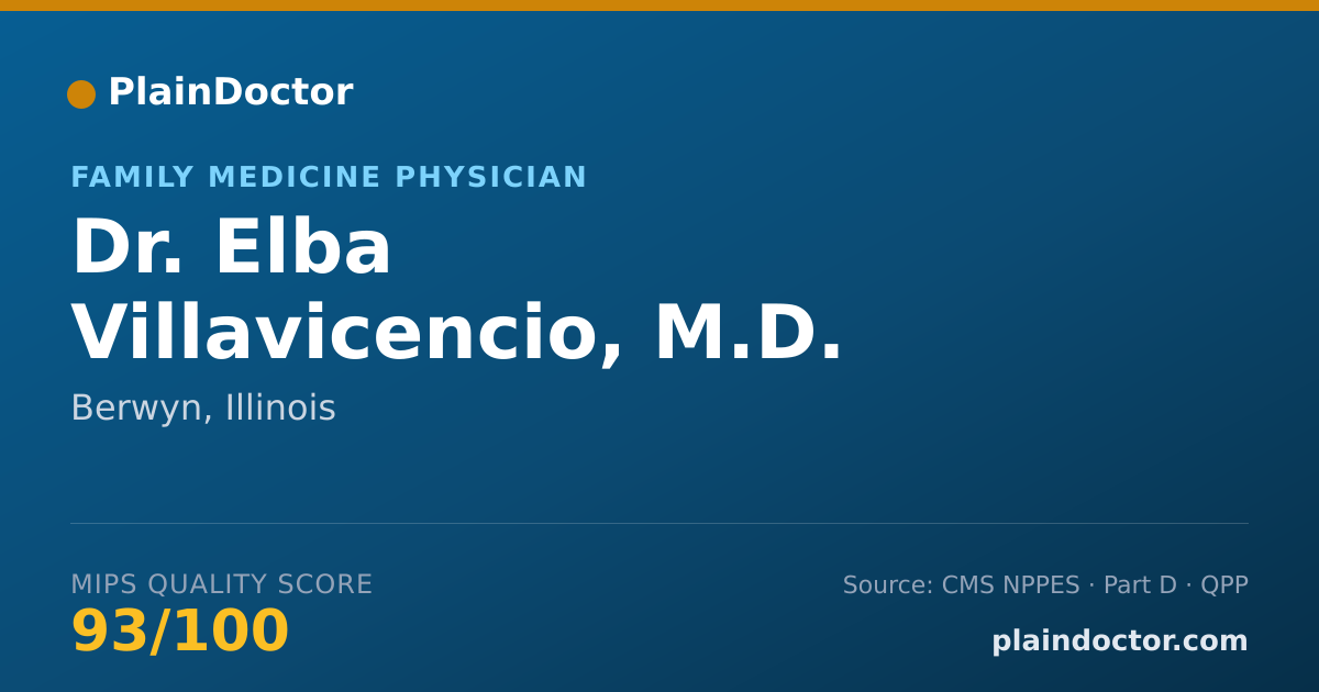 Shareable card for Elba Villavicencio, M.D. - Family Medicine Physician, Berwyn, IL