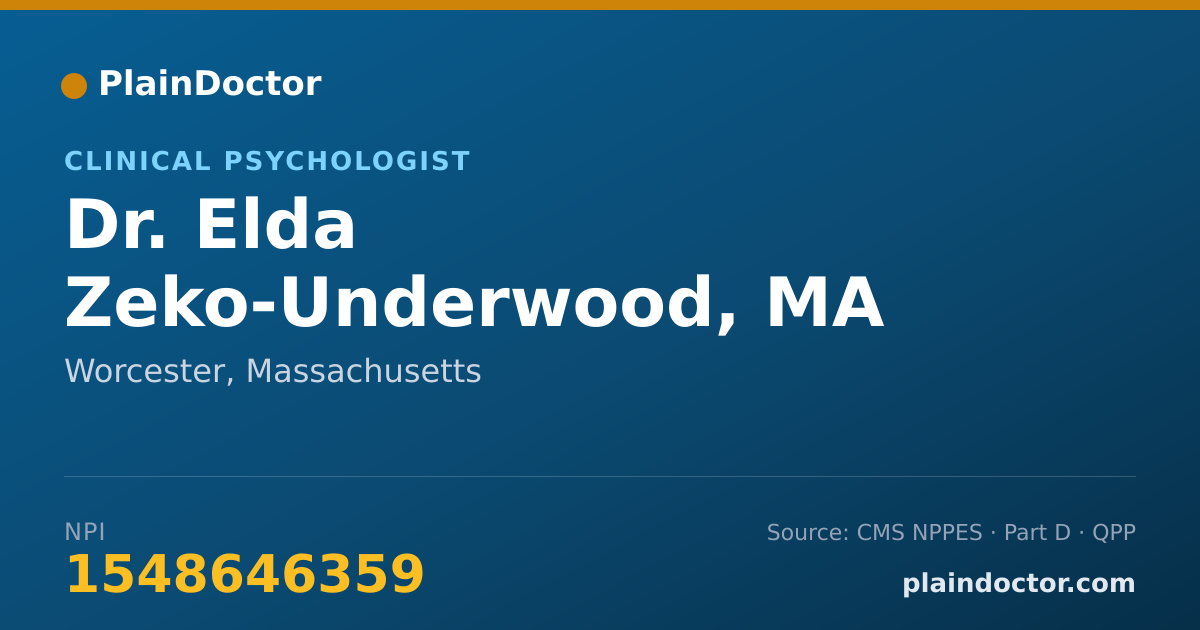 Shareable card for Elda Zeko-Underwood, MA - Clinical Psychologist, Worcester, MA