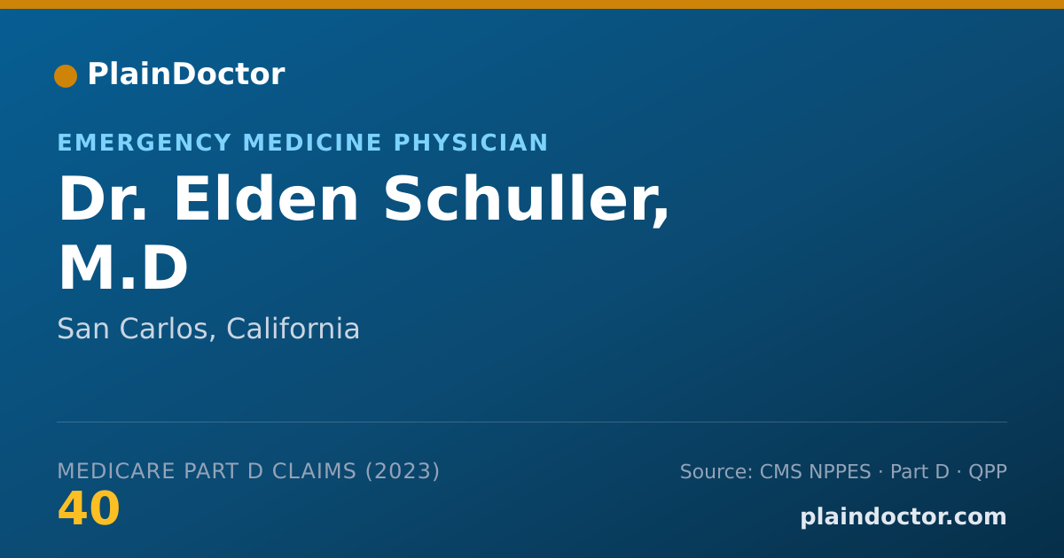Shareable card for Elden Schuller, M.D - Emergency Medicine Physician, San Carlos, CA