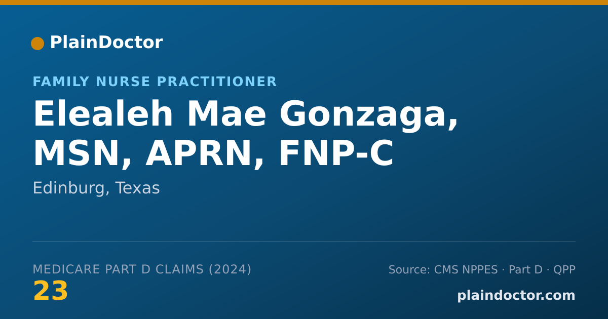 Shareable card for Elealeh Mae Gonzaga, MSN, APRN, FNP-C - Family Nurse Practitioner, Edinburg, TX
