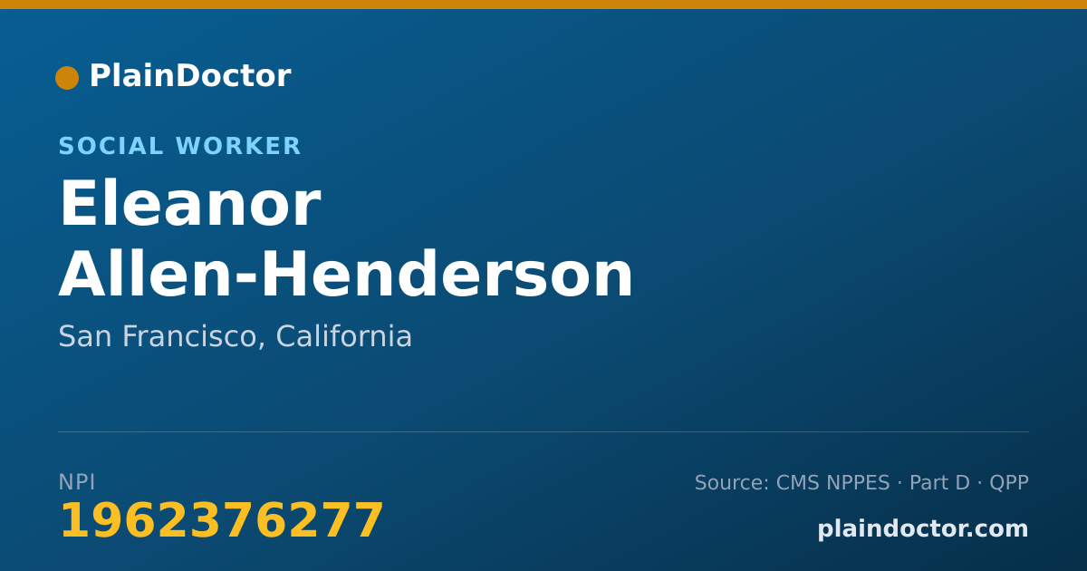 Shareable card for Eleanor Allen-Henderson - Social Worker, San Francisco, CA