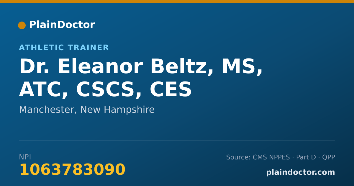 Shareable card for Eleanor Beltz, MS, ATC, CSCS, CES - Athletic Trainer, Manchester, NH