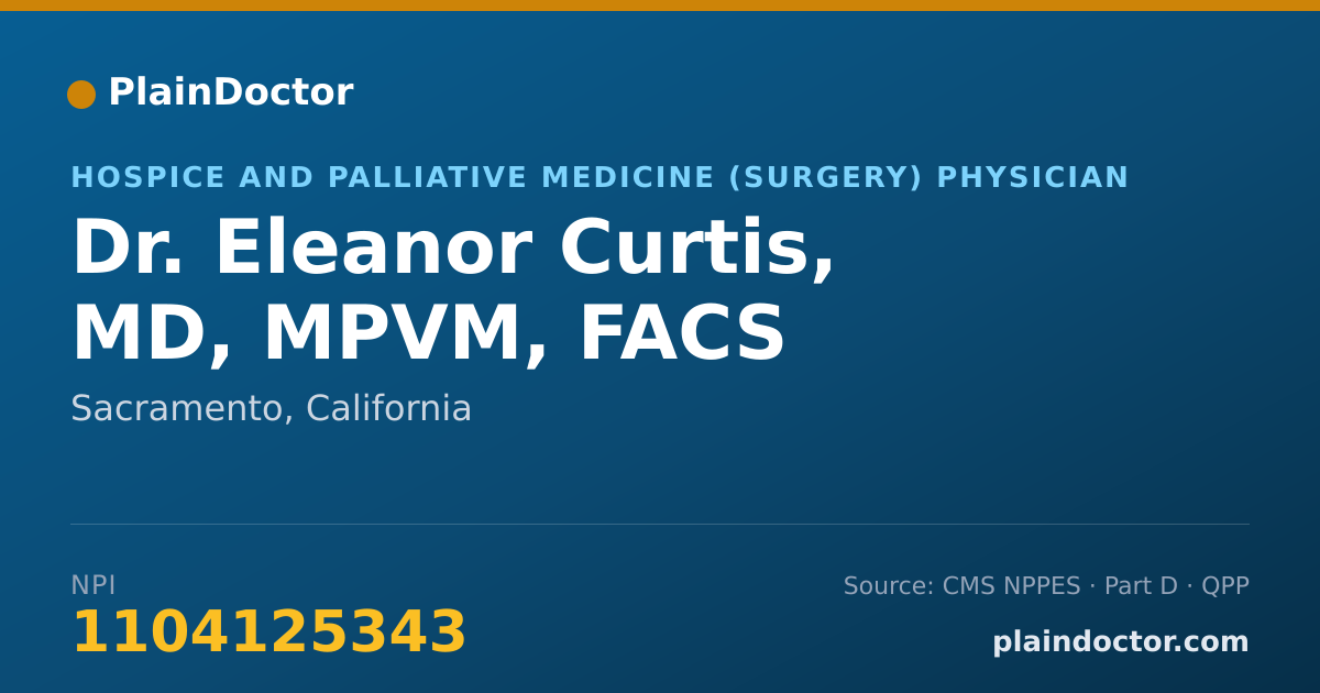 Shareable card for Eleanor Curtis, MD, MPVM, FACS - Hospice and Palliative Medicine (Surgery) Physician, Sacramento, CA